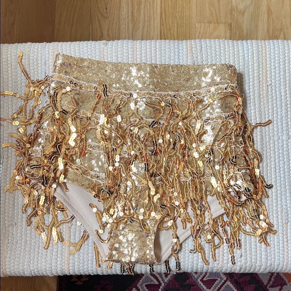 Gold Sequin festival fringe Shorts Elsie & Fred